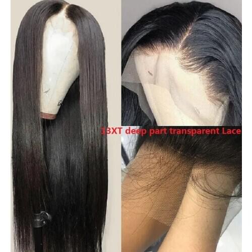 4X4 Lace Closure Wigs Straight Lace Part Wig 13X6X1 Remy Brazilian Straight Human Hair Wig Pre Plucked With Baby Hair