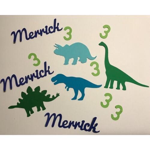 Personalize Any Name and Number Dinosaurs boy Birthday Party confettis,anniversary table scatters Christening baptism confettis