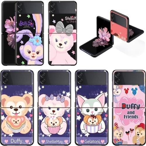 Duffy Disney Bear Shockproof Cover for Samsung Galaxy Z Flip Flip3 5G Black Phone Case Shell Hard Fundas Coque Capa