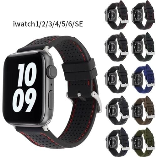Soft Silicone Breathable Strap for Apple Watch iwatch 6 5 4 3 2 SE 38mm 42mm 40mm 44mm Men Sport Replacement Bracelet Wrist Band