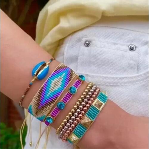 Handmade Woven Bracelets Jewelry Wholesale Miyuki Bracelet For Women Rhinestone Pulseras Femme Mexican Jewellery