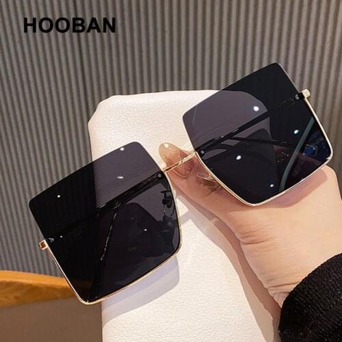 2021 Metal Semi-rimless Sunglasses Women Men Brand Designer Oversized Ladies Sun Glasses Classic Big Square Shades Eyewear UV400