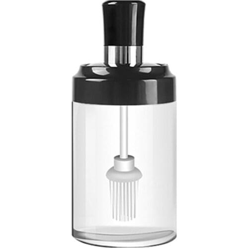 Glass Seasoning Tank Kitchen Clear Spice Bottles Pepper Spoon Seasoning Jars Oil Brush Honey Dispenser Food Storage Container