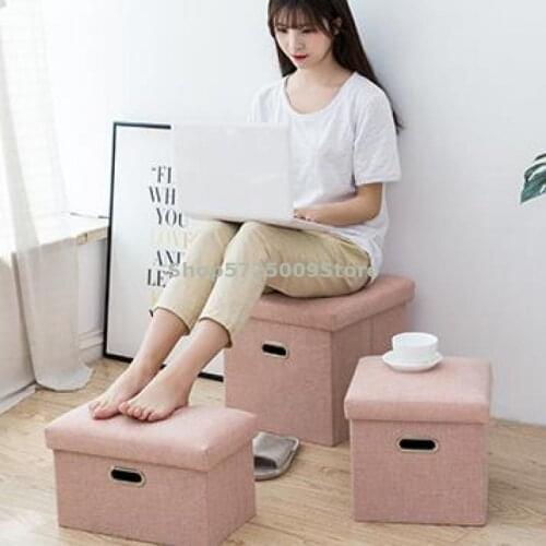 Storage Stool Storage Stool Household Small Stool Adult Rectangular Sofa Shoe Changing Stool Folding Fabric Storage Box