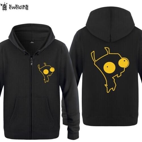 Zipper Hoodies Men Invader Zim Dog Gir Anime Cartoon Mens Hoodie Fleece Long Sleeve Mans Jacket Sweatshirt Fitness Tracksuit