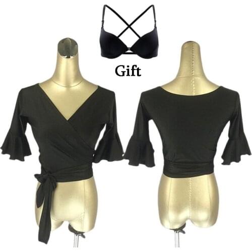 Latin Dance Tops Women Black Ballroom Dance Blouse Salsa Dancing Outfit Stage Costume Tango Dancewear Summer Clothes DL7784