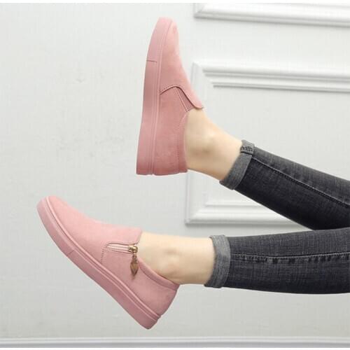 Ladies Canvas Flat Shoes Ladies Casual Sneakers Zipper Ladies Loafers Platform Comfortable Spring Shoes