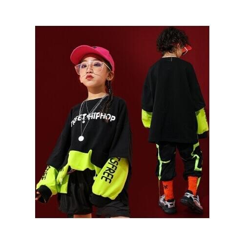 Hip Hop Style Streetwear Children Sportswear Two Piece Suits Girls Boys Jazz Dance Clothes Suits Boys Hip-hop Dance Outfits Set