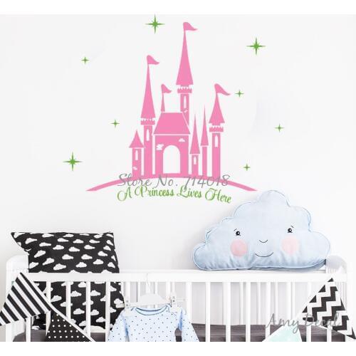 Princess Castle Vinyl Wall Decal for Girls Nursery Bedroom Play Room Vinyl Wall Stickers Vinilos Paredes Home Decals Decor A952