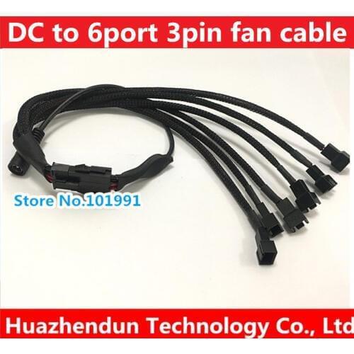 High Quality New Arrive 5.5*2.1mm DC to 6Port 3PinCooling Fan Power Cable 60CM
