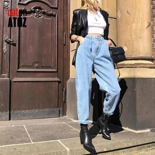 CatonATOZ 2249 Blue Denim Pants 2020 Woman High Waist Harem Pants Loose Jeans Plus Size Trousers Casual Streetwear Mom Jeans