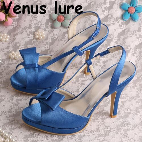 22 Colors Womens Evening Party Shoes Blue Satin Sandals for Wedding with Open Toe