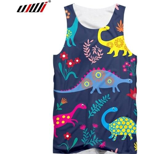 UJWI Vest Homme Hot Gyms 3D Sleeveless Shirt Print Dinosaur Cute couple Summer Casual Oversized Attire Male Spring Tank Tops