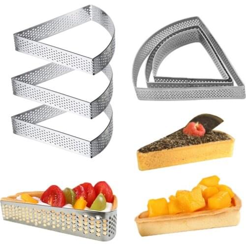1/6/10Pcs Cake Tart Fan-shaped Ring Stainless Steel Mousse Pancake Pastry Baking Mold Tart Ring With Hole Fruit Cream Pie Circle