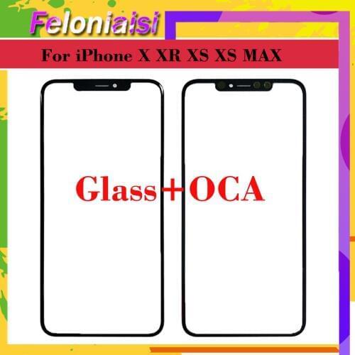 10Pcs/lot OEM Quality 2 In 1 For iphone X XR XS XS Max Touch Screen Panel Front Outer Glass With OCA Tape Touch Outer Panel