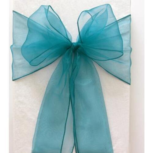 100Pcs/lot 18CM*275CM Teal Blue Organza Chair Sashes Wedding Party Banquet Bow Cover Chair Decoration Supplies -SASH