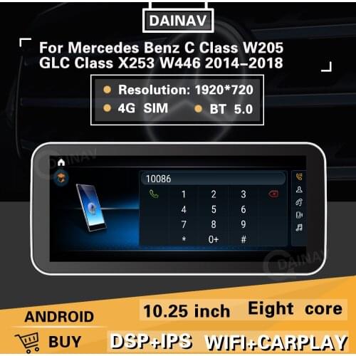 128GB Android 11 Snapdragon 625 car radio GPS For Mercedes Benz C Class GLC W205 W446 2014 2015 2016 2017 2018 multimedia playe
