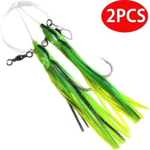 2 pcs 12cm/15g Fishing lure octopus bait squid hook soft bait boat fishing string hook with fish hook octopus bait lure set