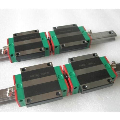 2pcs Hiwin linear guide HGR20-1524MM + 4pcs HGW20CA linear flanged blocks for cnc