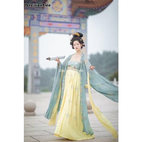 2021 ancient chinese traditional clothing hanfu women girls stage performance folk dance costume vintage costume party wear