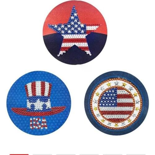 3pcs Backpack Clothing Velcro American Star Stripe Flag 5D Diamond Painting Epaulette Badge Special-shaped Rhinestone Embroidery