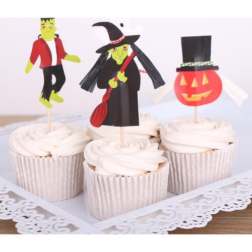 4pcs/set of Halloween cake cap card ghost festival pumpkin head ghost set birthday card cake card holiday decoration supplies