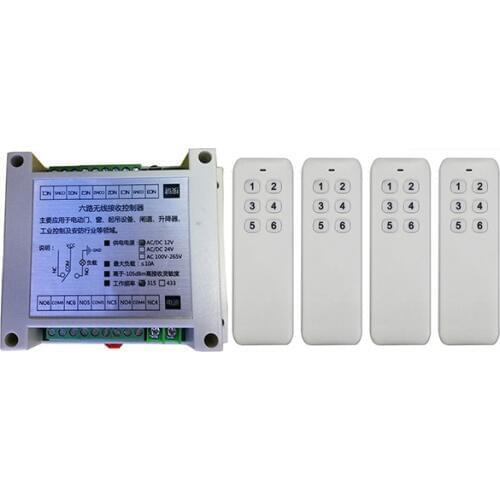 AC220V 6CH 10A RF wireless remote control switch System Transmitter+ Receiver light /lamp/ window/Garage Doors