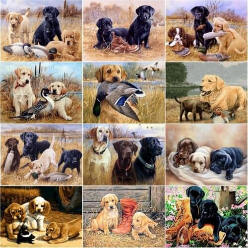DIY 5D Diamond Painting Dog Animal Diamond Embroidery Cross Stitch Kits Handmade Full Square/Round Rhinestone Mosaic Decor Art