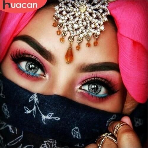 HUACAN Full Drill Diamond Painting Indian Woman Diamond Embroidery Portrait Cross Stitch Home Decor Gift For Women