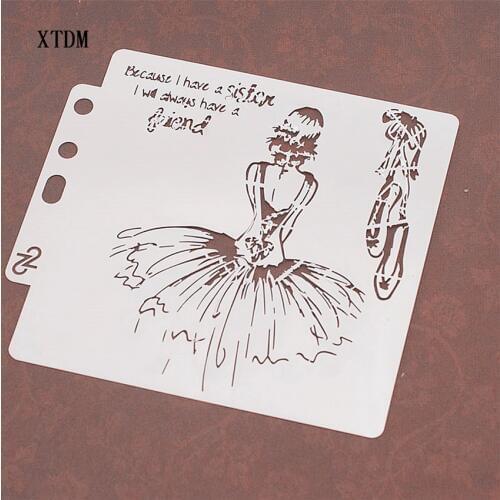 Ballerina shield DIY cake scrapbook stencils hollow Embellishments printing lace ruler Valentines Day