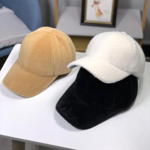 2020 K-pop Women Winter Hat Thick Warm Lamb Wool Baseball Cap Contracted Solid Color Short-haired Student Cap Girls Sunhat