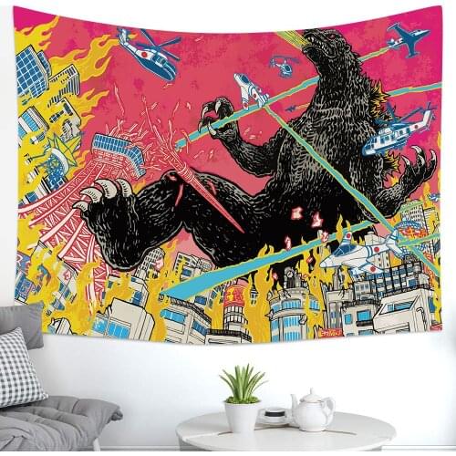 Big Tapestry Dinosaur Printed Wall Hanging Psychedelic Art Abstract Bed Room Backdrop Decor Japanese Tapesetry Home Decor Tapiz