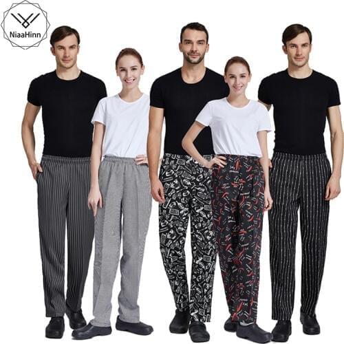 Hotel cook waiter pants Cookchef work clothes restaurant Chef Elastic trousers work clothes men zebra pants uniform wholesale