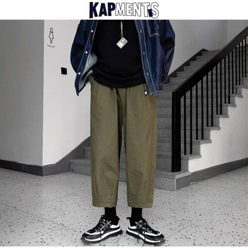 KAPMENTS Men Japanese Streetwear Harajuku Cargo Pants 2021 Man Wide Leg Baggy Joggers Pants Male Causal Overalls Harem Pants 5XL