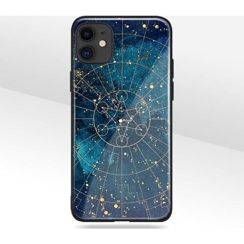 Night Sky Map Star chart Glass Soft Silicone Phone Case FOR iPhone SE 6s 7 8 Plus X XR XS 11 12 Mini Pro Max Sumsung Cover Shell