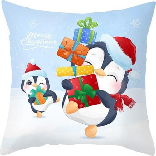 Merry Christmas Cushion Cover Decorative Pillowcase Polyester Cute Throw Pillow Case Cover Almohada Poszewka