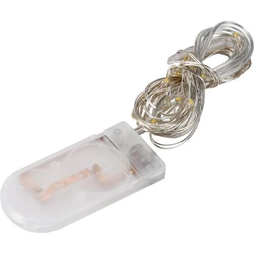 2PCS 1M 10LED String Lights Copper Wire Mini Waterproof Fairy Lights Button Cell Powered Holiday Home Party New Year Decor J50