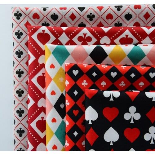 Ins Hot Poker Print 100% Cotton Fabric Patchwork For Kids Clothes Sewing Doll Quilting Fabrics Needlework Material Home Textile