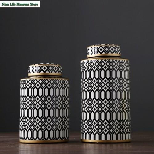 American Ceramic Decoration Storage Jars Neoclassical Home Living Room TV Cabinet Decoration Accessories Interior Furnishings
