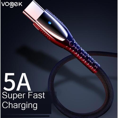 Vogek USB 5A Type C Cable for Huawei Fast Charge Type-C Mobile Phone Charging Wire USB C Data Line Super Charger Cable