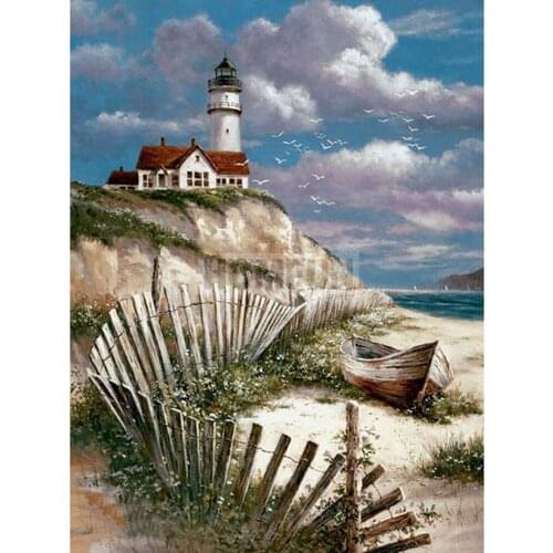 KEXINZU Full Square/Round Drill 5D DIY Diamond Painting "lighthouse" Embroidery Cross Stitch 5D Home Decor Gift Y033355