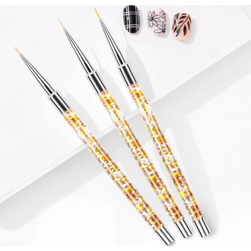 0.7/0.9/1.1mm Nail Liner Drawing Brush with Acrylic Handle UV Gel Painting Pen Nail Art Tools Nails Accessory