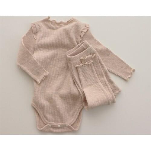 New Autumn Baby Romper + Pants Pure Color Lace Suit for Baby Boys and Girls