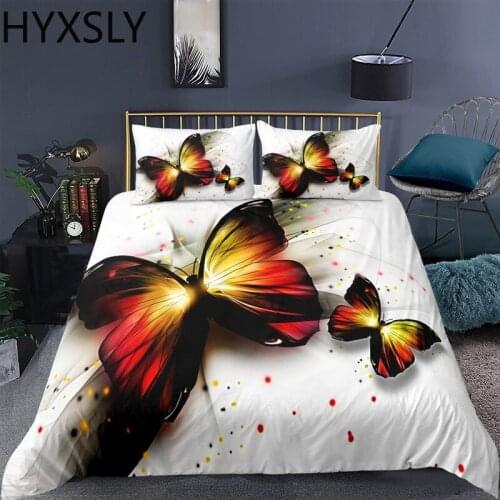 3D Printed Butterfly Bedding Set Duvet Cover Twin Full King Queen Size Comforter Bedroom Decor Bedclothes 2/3pcs Home Textiles