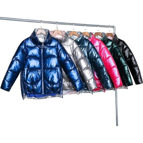 Plus Size 2021 New Autumn Winter Womens Coat Women Windproof Warm Parka Short Bright Glossy Thick Wome Jacket Female Clothing