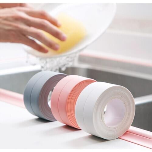 Bathroom Shower Sink Bath Sealing Strip Tape White PVC Self Adhesive Wall Stickers Waterproof Wall Sticker for Kitchen