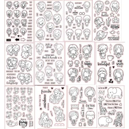 Fashion Girls Pattern Silicone Stamp Rubber Seal Transparent Clear For Scrapbook Album Embossing Decor DIY Crafts