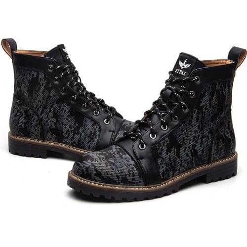 MEIJIANA Mens Color Ledge Mid Waterproof Ankle Boot British Men Boots Autumn Winter Shoes Men Fashion Chukka Lace-up Boots