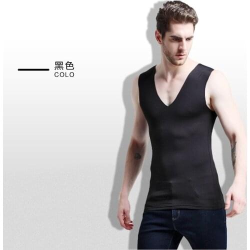 New Arrival Men wide-brimmed Round Collar Stretch Ice Silk Tank tops Mens Vest Underskirt JC600