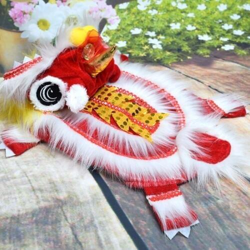 New Years pet Chinese costume dragon dance lion dog clothes lion dance red funny festive lucky cat clothes makeover